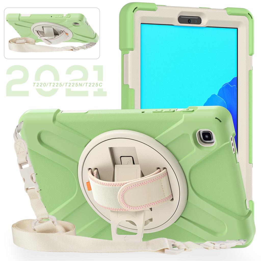 Rugged Case For Samsung Galaxy Tab A7 Lite 8.7 SM-T220 SM-T225 Hybrid Rotating Cover Anti-shock With Hand & Shoulder Strap Coque