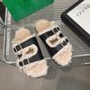Design sense lamb wool slippers women's outer wear 2025 new spring retro velvet Boken non-slip cotton slippers
