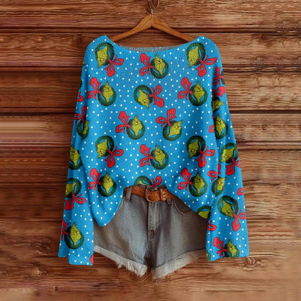 Women's Fashion Long Sleeve Christmas Snowman Snowflake Print Jacket Cardigan