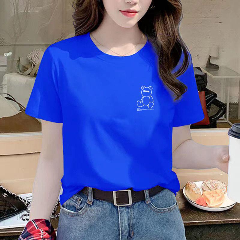 Women's Black Pure Cotton Plus Size Round Neck Short Sleeve T-shirt - 2025 Summer Versatile Loose Fit