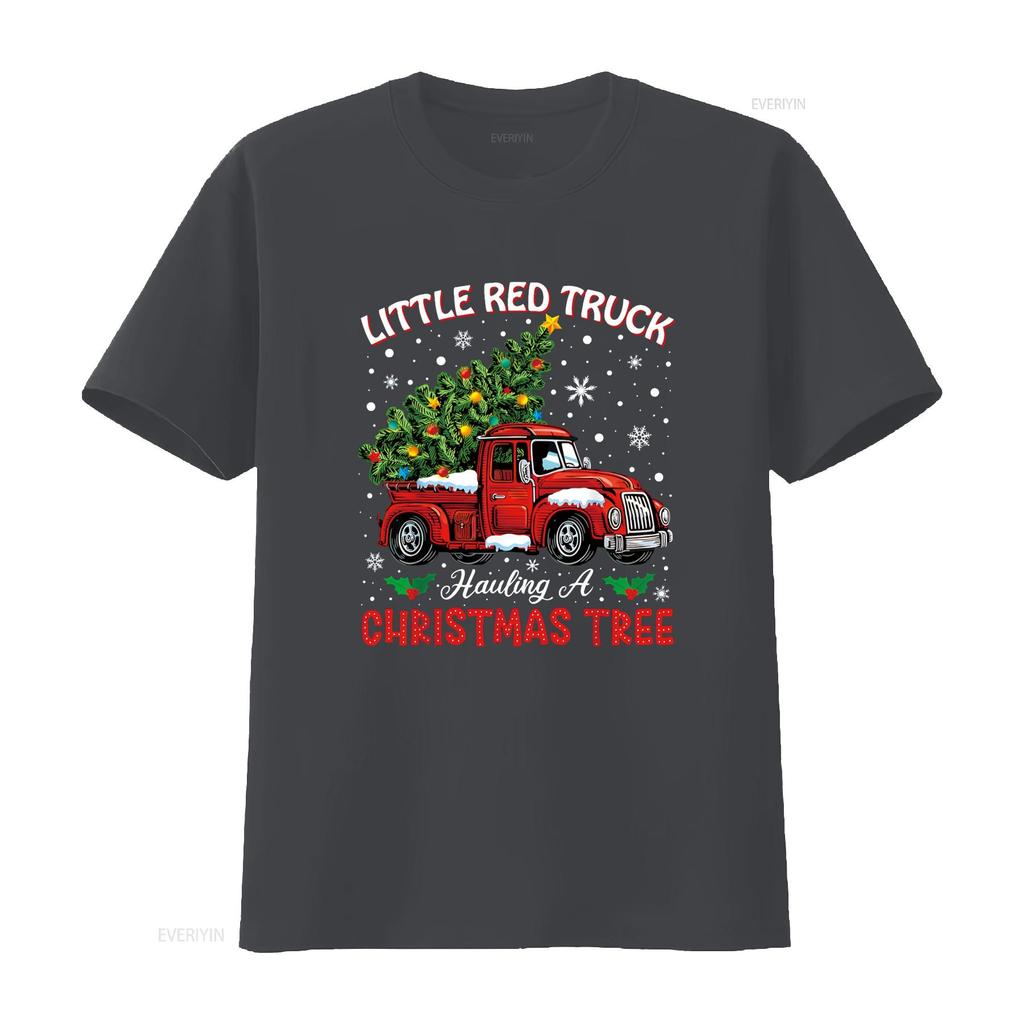 Little Red Truck Hauling A Christmas Tree T Shirt vintage Washed Comfortable Versatile Stretched homme Breathable Soft fashion
