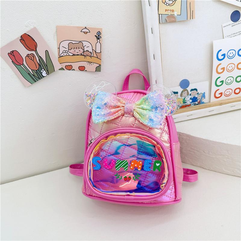 Colorful Neutral Gender Childrens Backpack With Whimsical Bow And Durable Design
