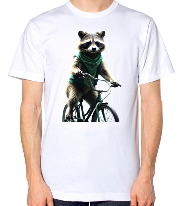 Raccoon Riding A Bike T-Shirt Men Women Unisex Top S