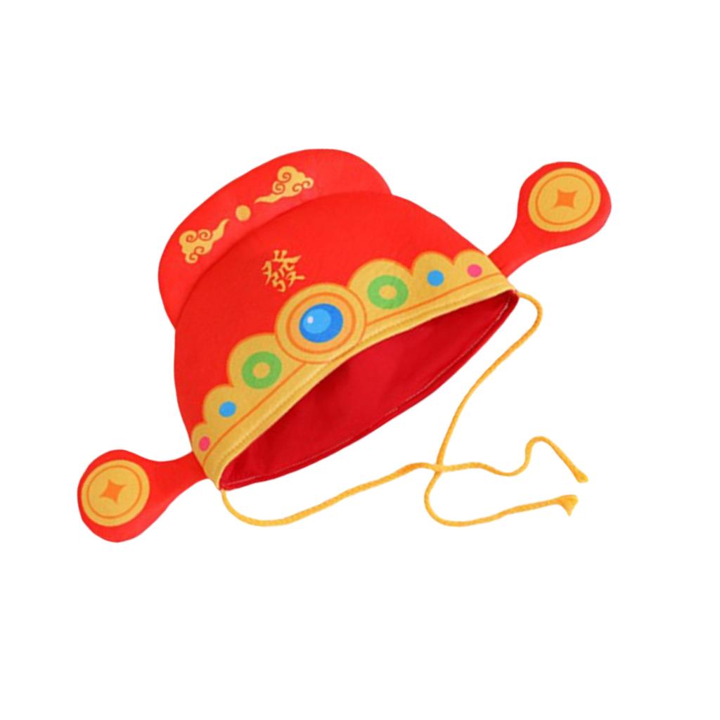 Chinese God Of Wealth Party Hat With Soft Inner Lining Foldable God of Wealth Hat For Men Women Holiday Photography Aid