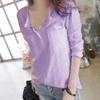 Women's V-Neck Long-Sleeve Bamboo Cotton Pocket Tee - Autumn Collection, Loose Fit, Solid Color