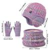Warm Children's Hat Neck Scarf Gloves Set Fleece Lined Touchscreen Gloves  for Boys and Girls