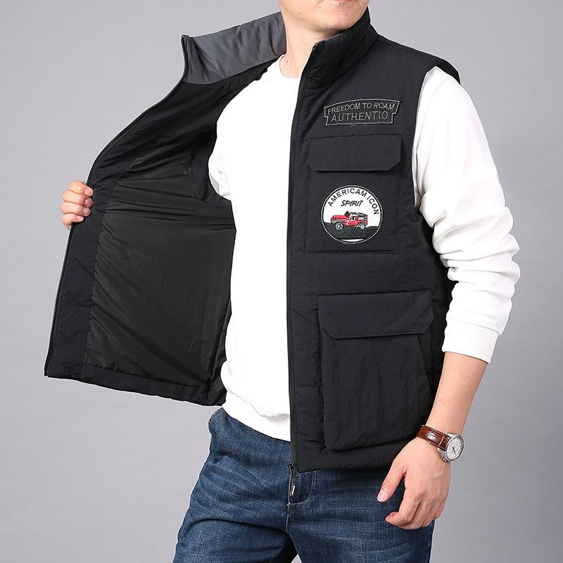 Herbst- und Winterweste Herren Stehkragen Verdickte Thermoweste Große Weste Jacke