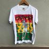 Vintage 90s MAZAMBA Soccer Rasta Tee Cameroon / Handprinted / Graphic Art / Photo Tee