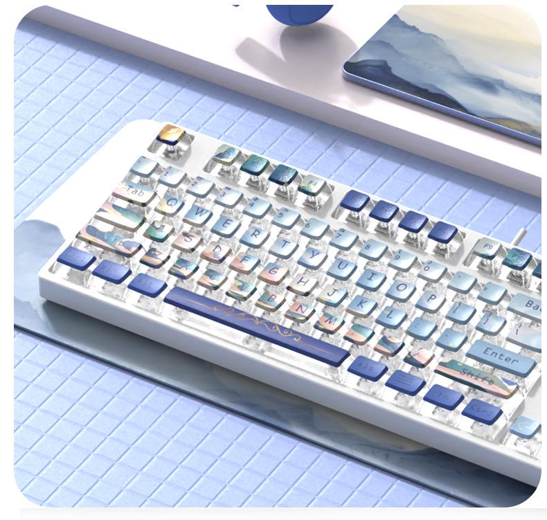 Sakura Esports 104-Key Wired Mechanical Keyboard for Girls - PBT Translucent Design, Universal for Office Use