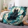 Black Cat Print Flannel Blanket, High Quality Comfortable for All Seasons, Home Decor, Warmth and Comfort, Perfect for Christmas Gifts