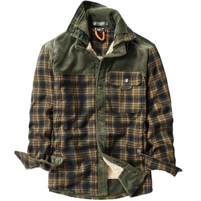 Autumn and Winter Plaid Shirt Men's Long-sleeved Korean Style Corduroy Casual Shirt Thickened Velvet Lamb Wool Jacket
