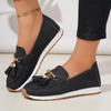 Fashion Fashion Tassel Decoration Slip On Loafers Women 2025 Summer Round Toe Wedge Low Heel Pumps Soft Sole Non Slip Casual Shoes