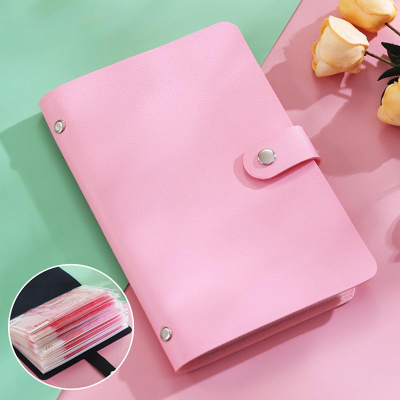 

Органайзер для наличных из ПУ, бюджетный блокнот, многоцелевой набор конвертов для наличных, кошелек на молнии для денег, бюджетная экономия, органайзер для счетов, блокнот 180MM розовый