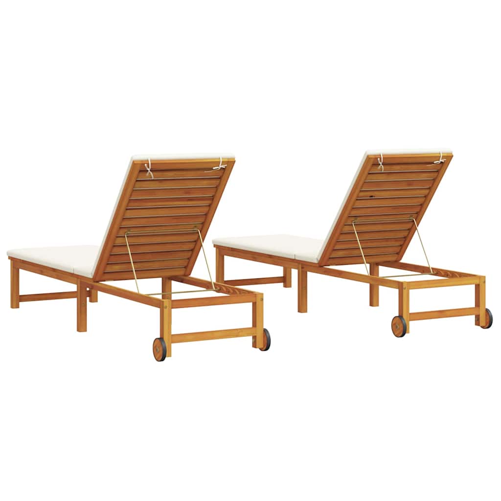 Sun Lounger 2 Pcs Brown 202 X 53 X 89 Cm Solid Acacia Wood