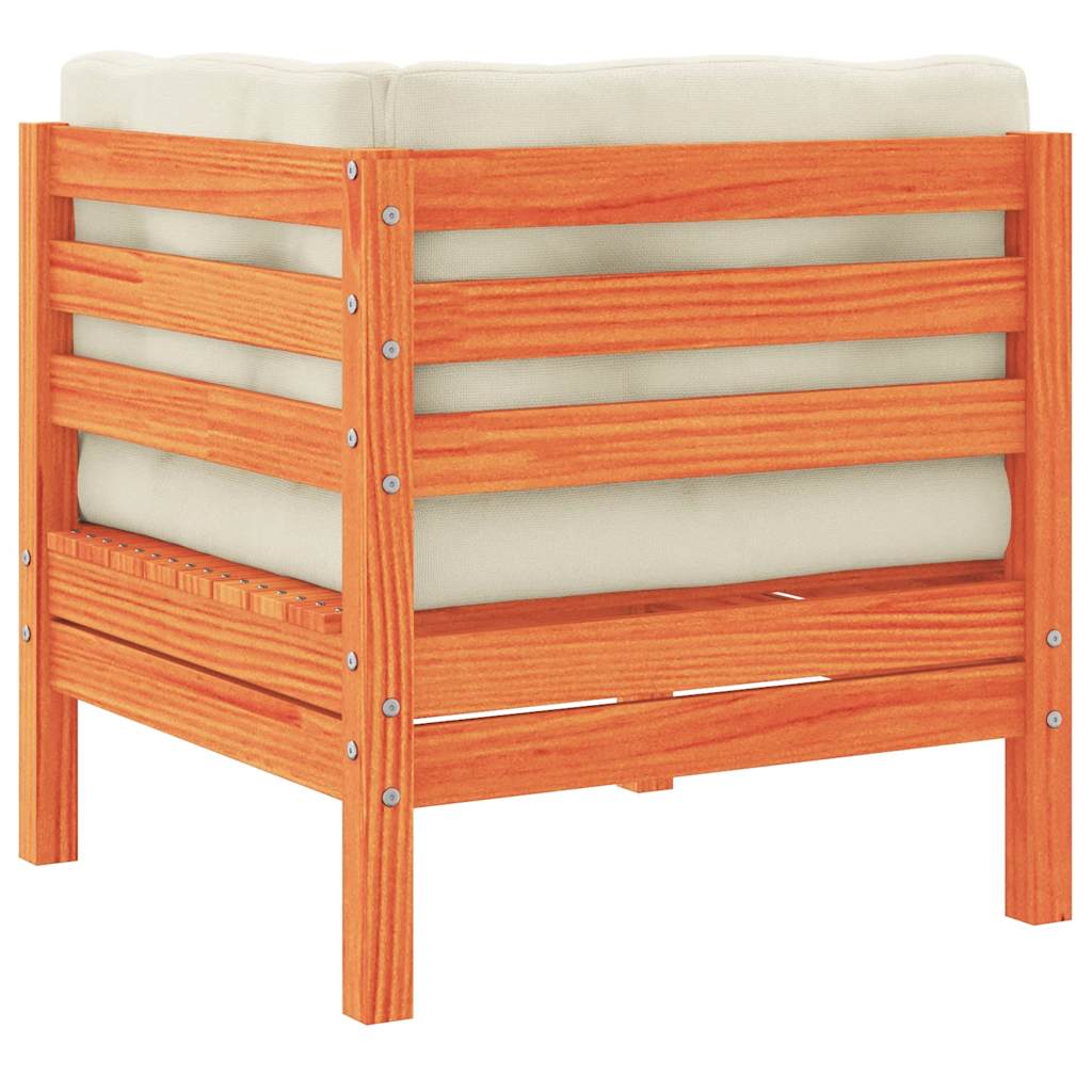 Garden Corner Sofa with Cushions Wax Brown Solid Pine Wood