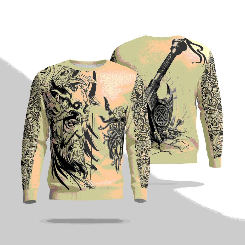 Herren Pullover Sweatshirt Frühling 3D Digital Tattoo Gedruckt Locker Lässiges Oberteil