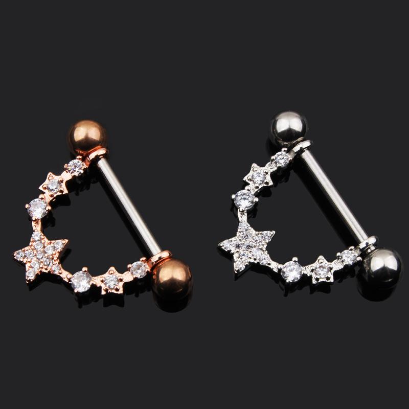 Set of 5 Cutest Stainless Steel U-Shaped Zircon Body Piercing Rings Nipple Ring Jewelry Kit for Women Gift for Children