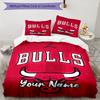 3pcs Custom Name Chicago Bulls Bedding Set Duvet Cover Closure Includes 1 Duvet Cover & 2 Pillowcases, Soft and Comfortable for All Seasons.