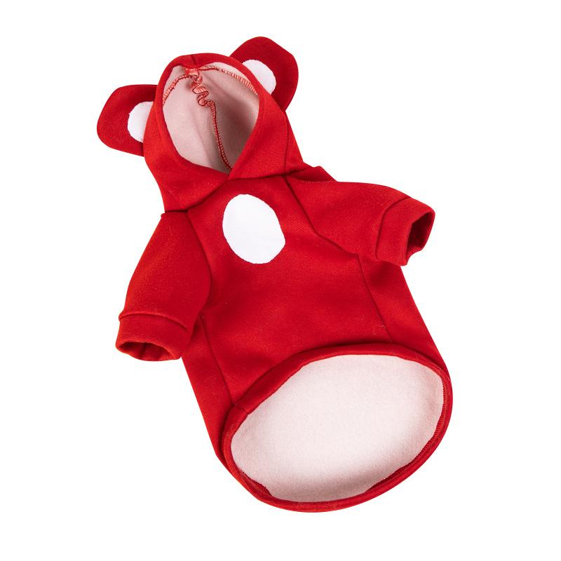 Autumn and Winter New Pet Cute Transformation Outfit Small Dog Bear Ears Dog Clothes Velvet Warm and Comfortable Teddy Bear