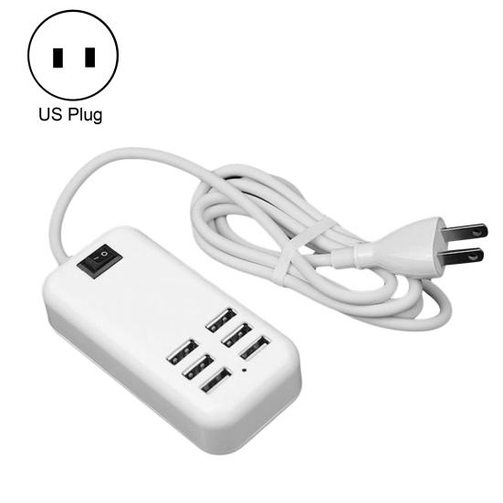 

Portable 6 USB Port Hub Phone Charging Station Power Strip with On/Off Switch US Plug белый