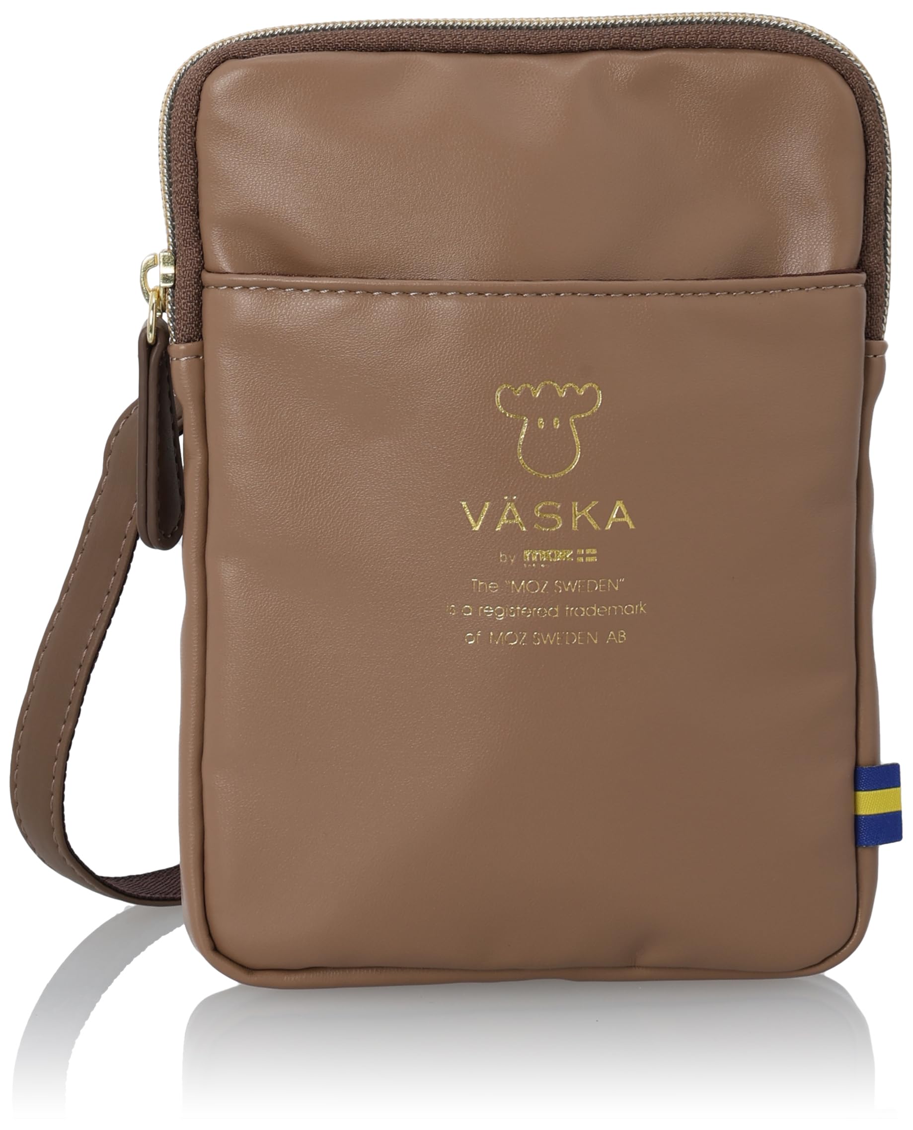 VASKA by moz Smartphone Shoulder Bag, Mini, Zippered, Slim, Synthetic Leather, PU Leather, VS-0112 (Brown)