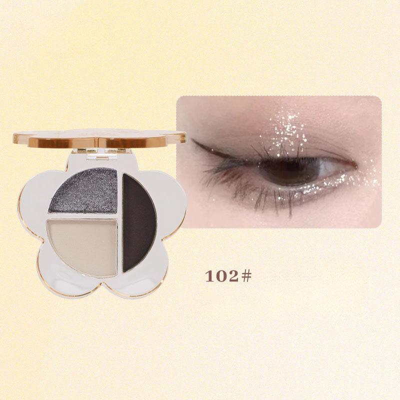 Fard de ochi tăiat, paletă fină de fard de ochi cu flori sidefate strălucitoare, machiaj avansat de culoarea pământului