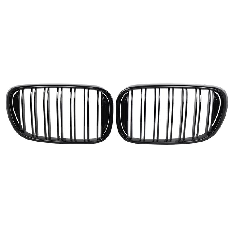 Glossy Black Dual Slats Front Kidney Grille Grill Replacement For BMW 7 Series G11 G12 2016-2018