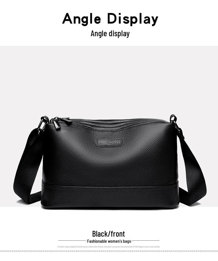 2025 Men's Genuine Leather Crossbody Bag with Three-Layer Main Compartment and Large Capacity