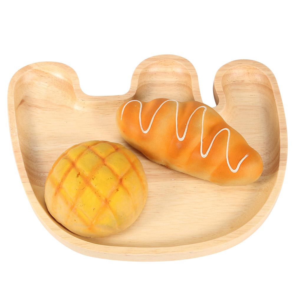 Cute Elephant Shape Wooden Kid Plate Divided Dish Animal Serving Tray for Home Kitchen Decoration