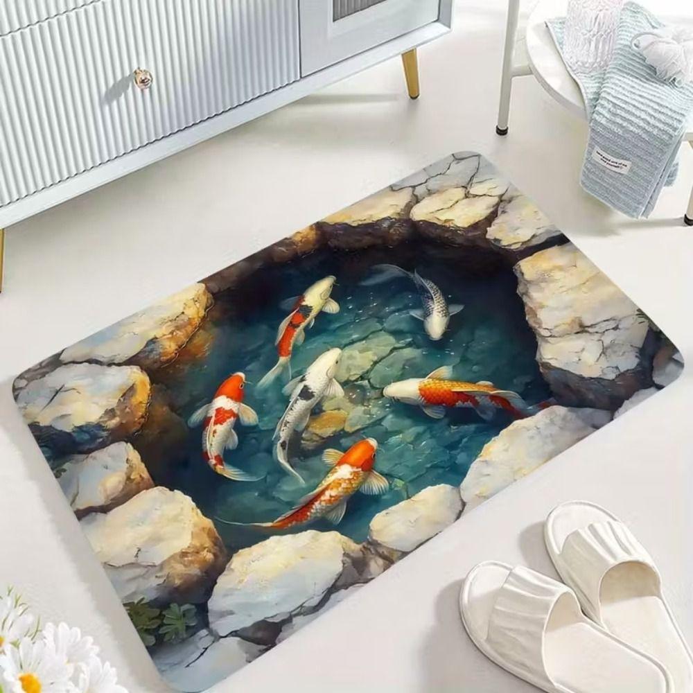 Water-absorbing Optical Illusion Doormat Non-slip Bedroom Door Rug Bathroom Carpet Home Decor
