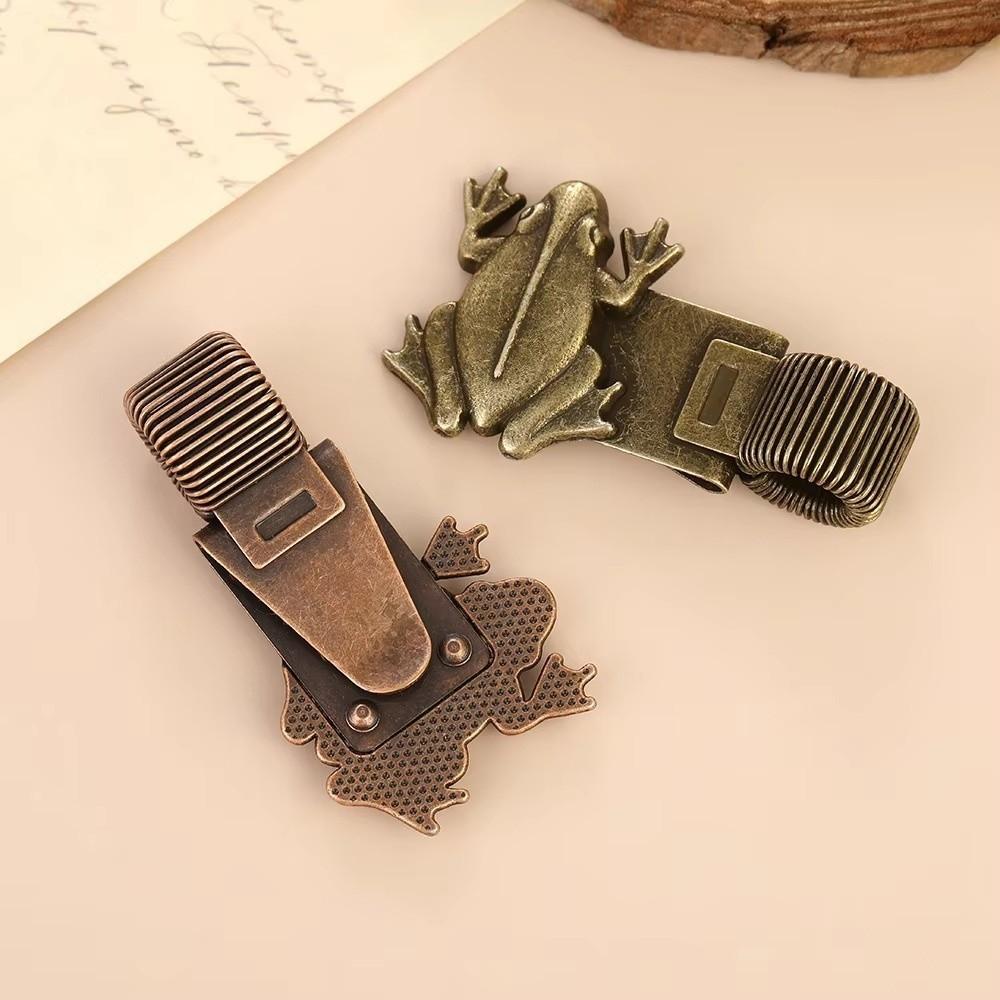 Spring Loaded Metal Pen Holder Animal Theme Bookmark Clip Vintage Frog Pen Clip  School Supplies