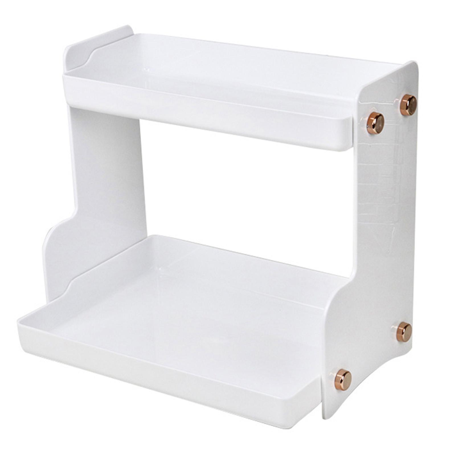 

Настольный стеллаж для хранения вещей, двухслойный, железный, большой емкости, органайзер для косметики, полка для спальни, кабинета белый