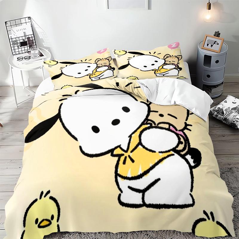 Sanrio Cute Pochacco Bedding Sets Comforter Cover Bed Cover Duvet Cover Pillow Case 2-3 Pieces Sets Room Home Decoration