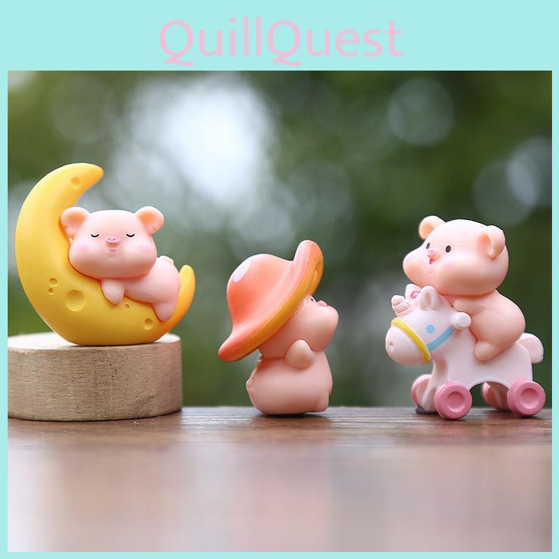 Moon Pig Pvc Animal Model Toy Creative Micro Landscape Miniature Desktop Display