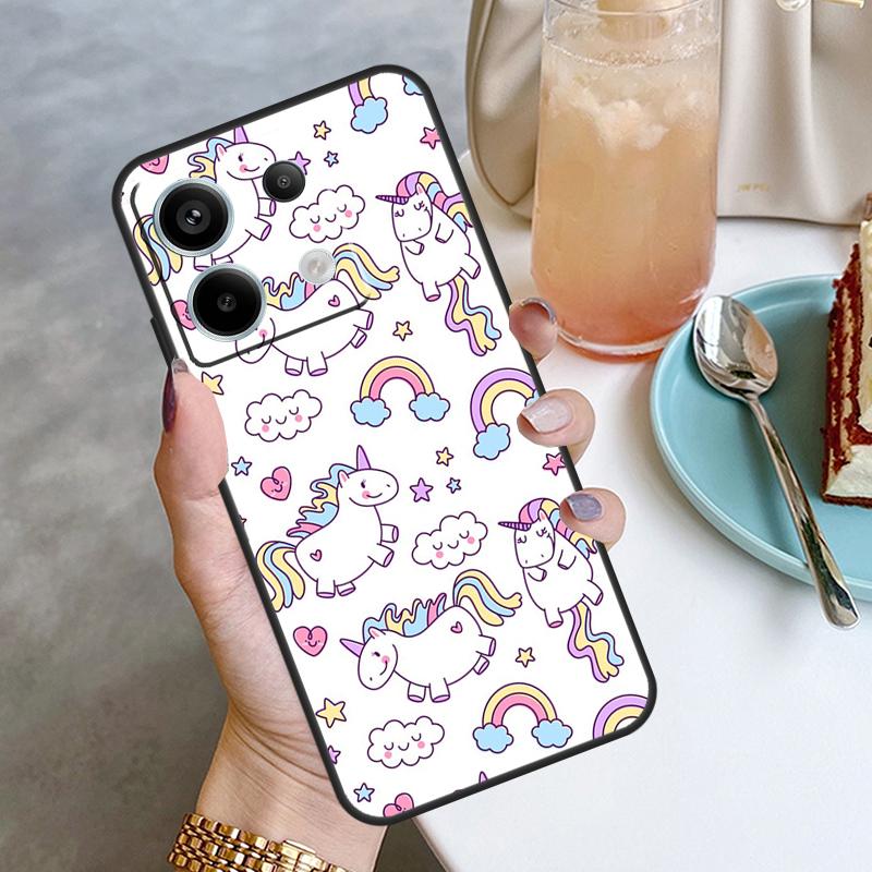Cute Rainbow Unicorn Case For Xiaomi Redmi Note 13 8 9 10 11 12 Pro 12S 11S 10S 9S Redmi 13C 9C 10C 12C Cover