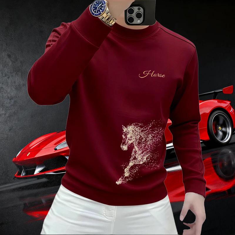 Sweat à capuche rouge Année du Cheval 2026 - Haut Festif du Nouvel An Astrologique pour Homme