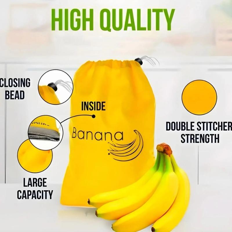 Strapazierfähige gelbe Bananen-Aufbewahrungsbeutel isoliert Obst Gemüse Frischhalte-Bündeltasche Kordelzug Bananen-Konservierungsbeutel