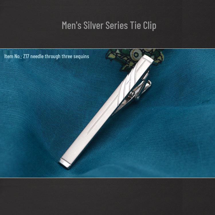 Men's Silver Formal Tie Clip with Laser Engraved Logo - Professional Business Accessory