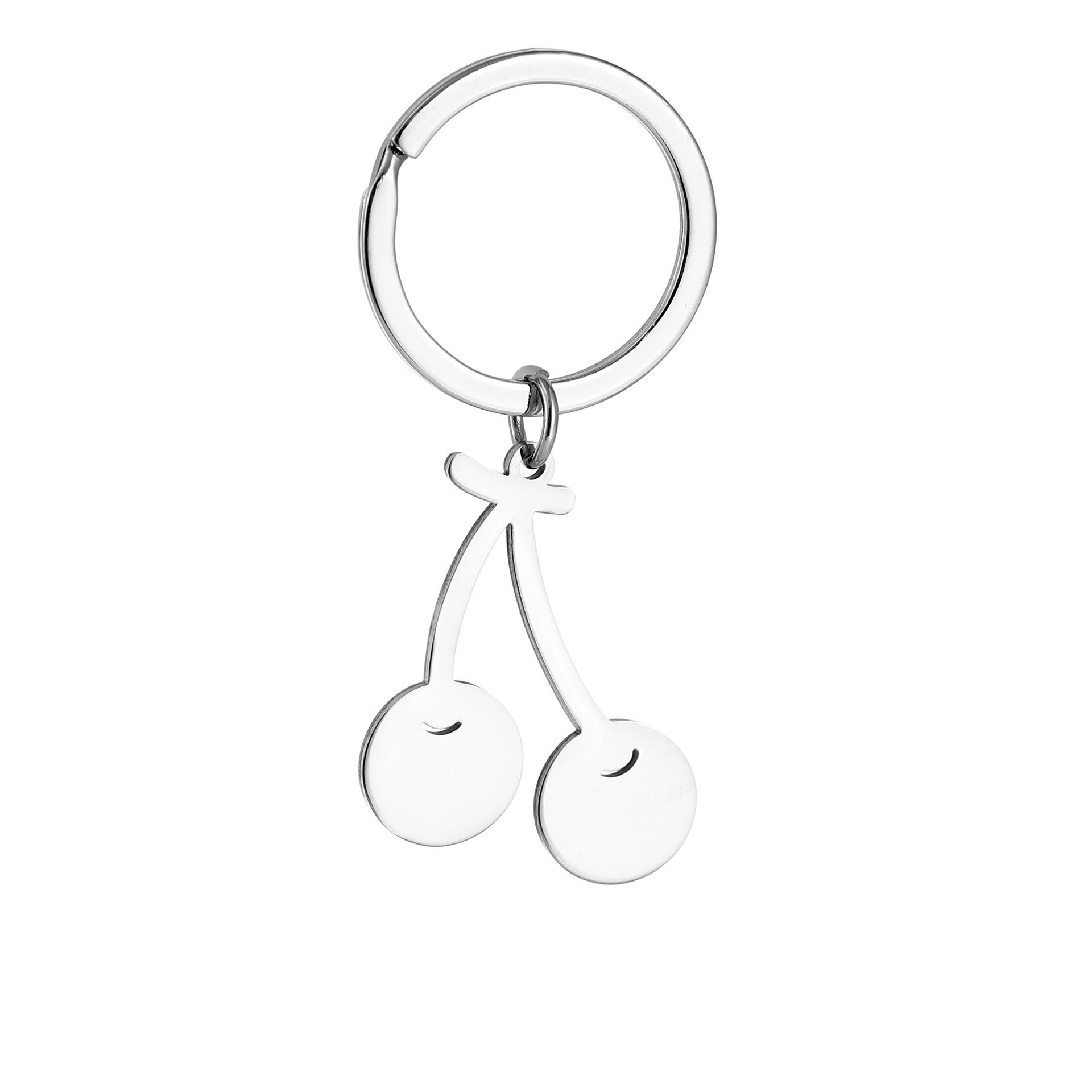 

Lovely Fruit Stainless Steel Keychain Simple Cartoon Design Fashion Student Bag Pendant Practical Gift for Kids Friends