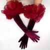 Ladies Velvet Long Gloves Black Ruffles Elastic Wedding Bridal Opera Stage Evening Dress Party Gloves