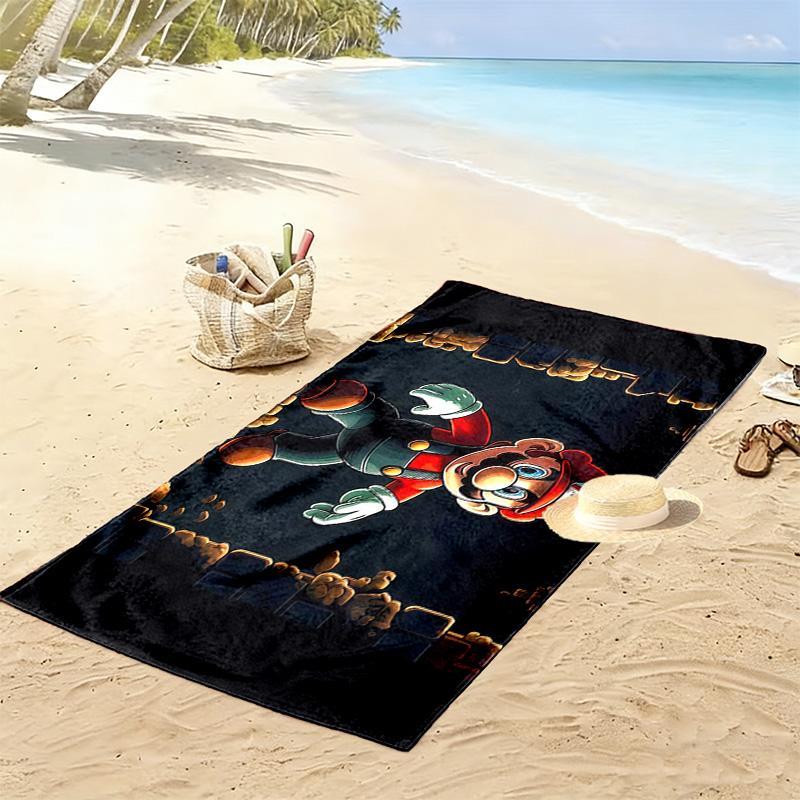 Super Mario Print Beach Towel, Large Soft Quick Dry Towel for Beach Camping Swimming
