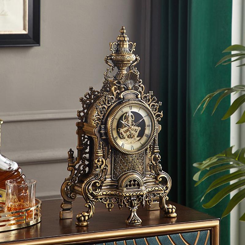 Large Creative Retro Table clock silent gear Luxury interior antiques vintage desk clock decoration and table accessories