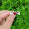 For Vampire Bat Heart Wing Ring Black Red Color Alloy Gothic Punk Ring Female