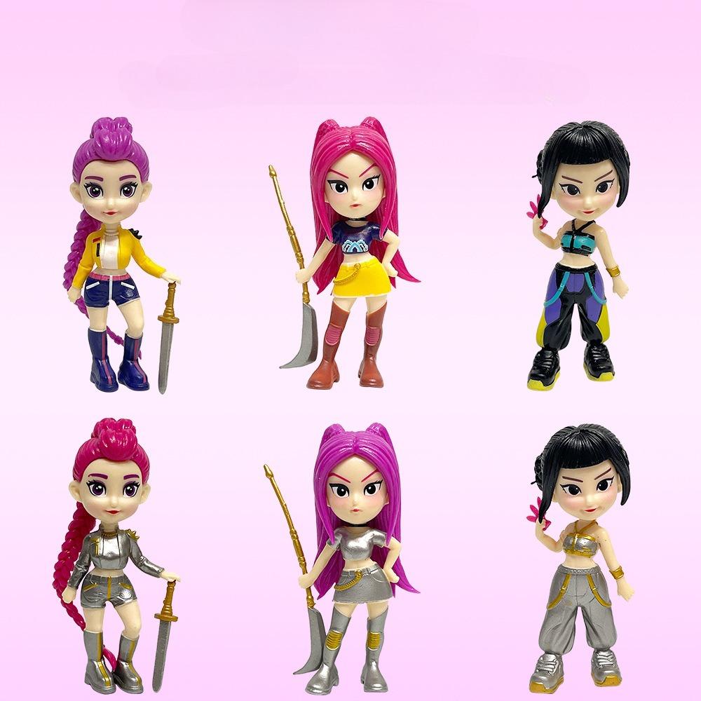 6pcs/Set Kpop Demon Hunters Figure Toy Cartoon Rumi/Mira/Zoey Action Figure Anime PVC Desktop Decoration Model Doll Fans Gift