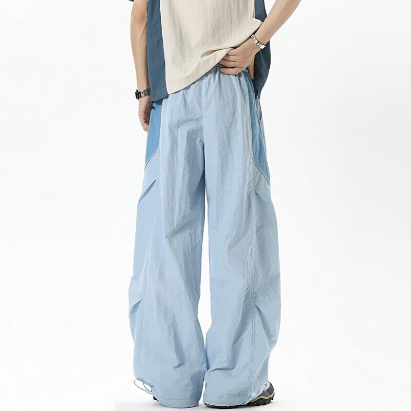 Loose drape dopamine tooling casual pants men's trendy new design versatile elastic waist splicing trousers