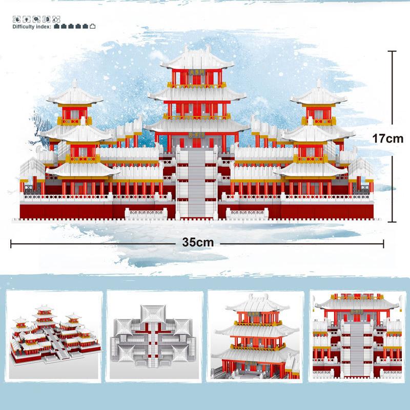 China Famous Historical Cultural Architecture Micro Diamond Block Snow View Epang Palace Restore Nanobrick Construction Brick Toys