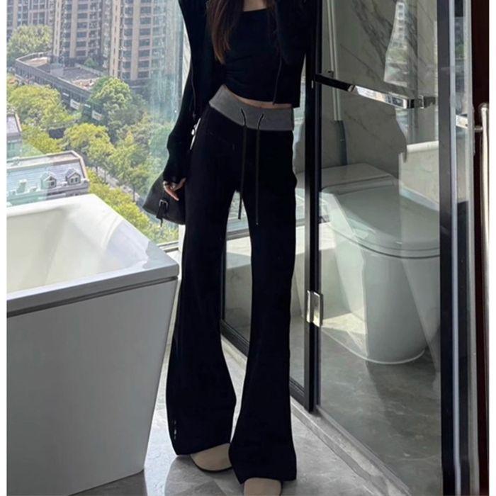 

Spring/Summer 2026 Maternity Pants: Casual Wide-Leg with Drawstring Waistband, Comfortable Patchwork Design 2X Large