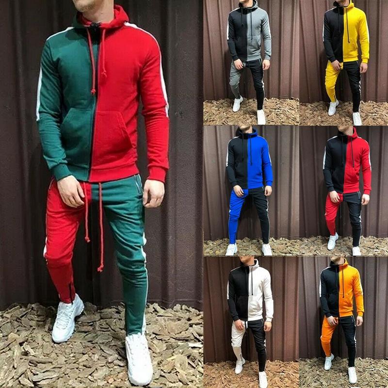 Stylish Men's Tracksuit Suit With Hoodie And Zipper Closure For Gym And Sports