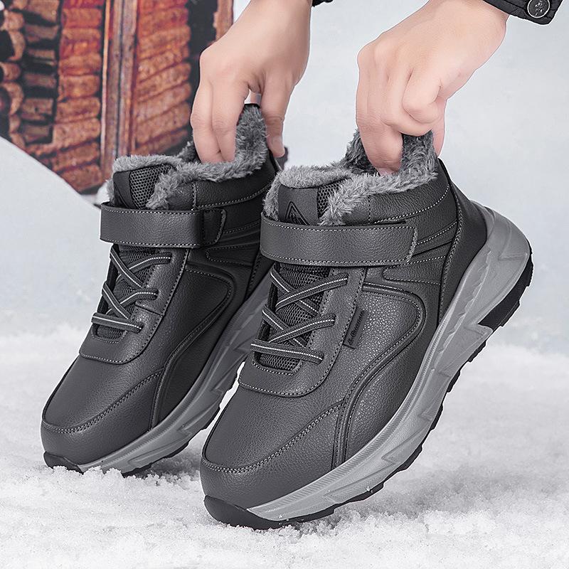 Winter velvet warm waterproof leather shoes for the elderly mother shoes large cotton shoes snow boots women's sports elderly walking shoes