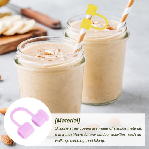 uxcell 12-Pack Purple Straw Cover Caps, Reusable and Dustproof Silicone Straw Covers for 8mm/0.32" OD Drinking Straws.